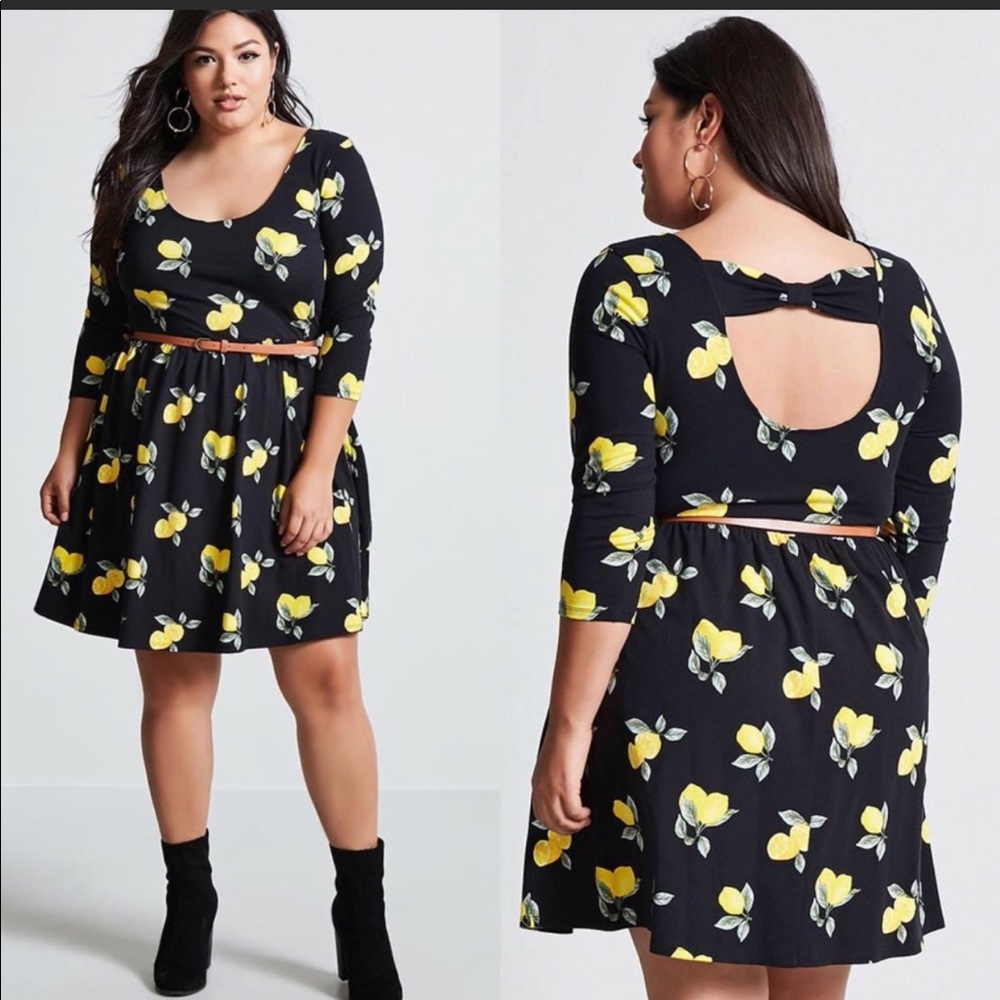 Black dress with cute lemon print 3x